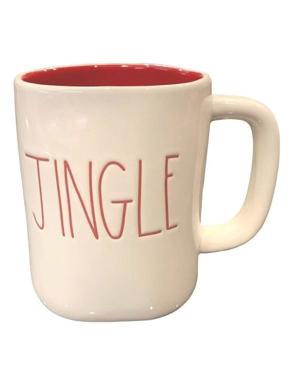 Rae Dunn JINGLE Large Ceramic Christmas Coffee Tea Cup Christmas Red Interior